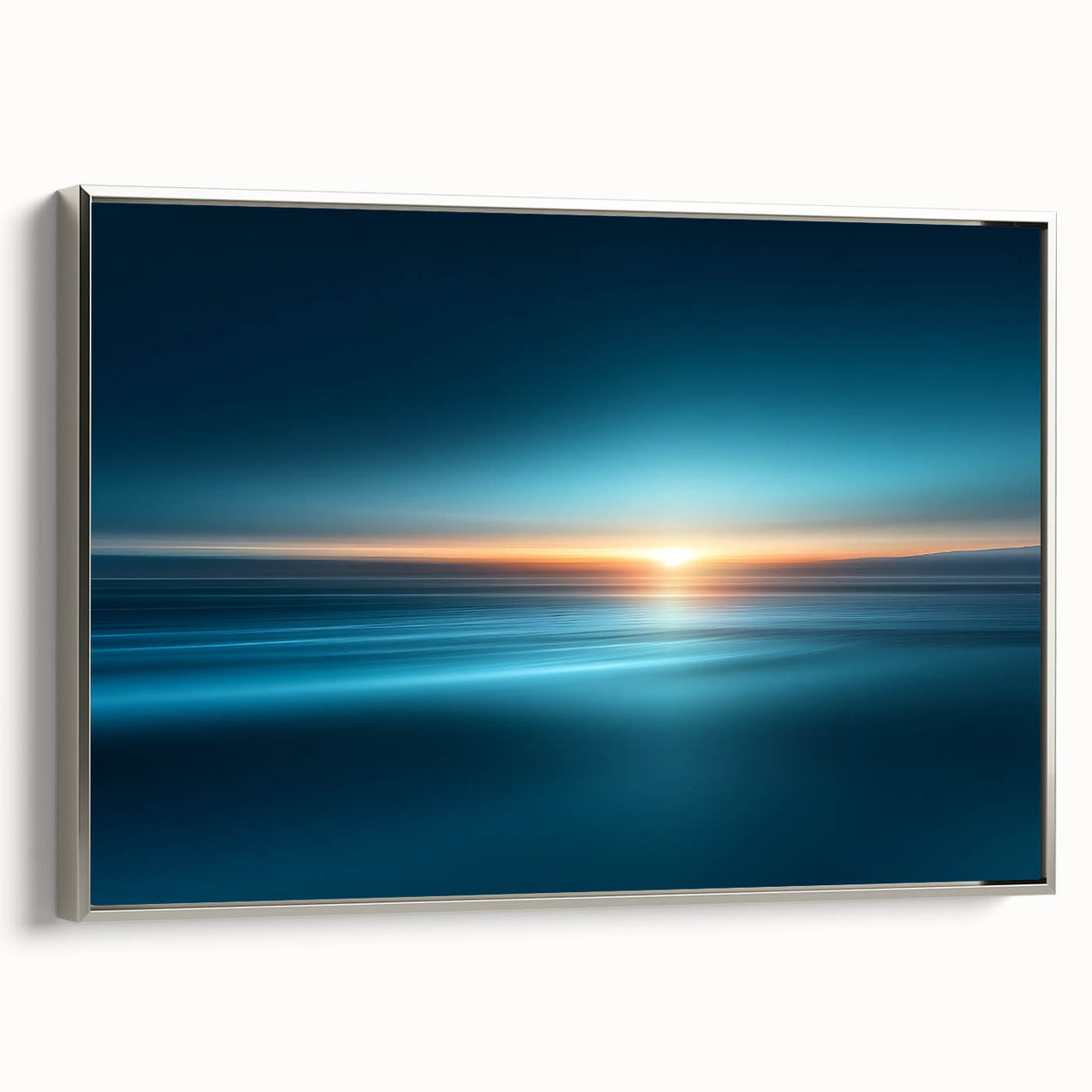 Serene Ocean Sunrise Wall Art – Abstract Blue Motion Photography