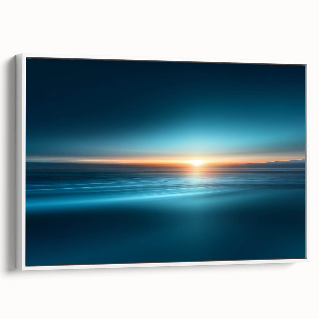 Serene Ocean Sunrise Wall Art – Abstract Blue Motion Photography