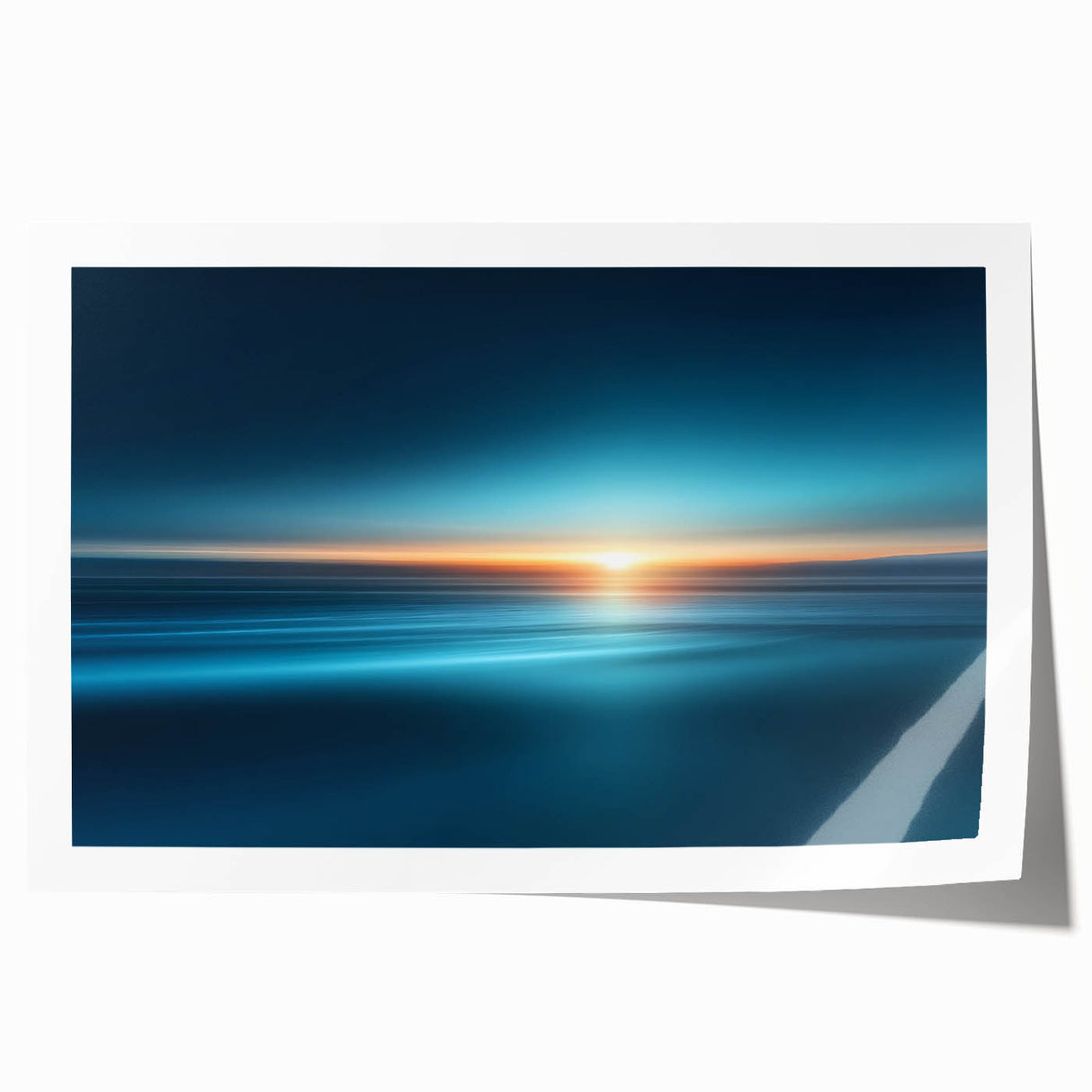 Serene Ocean Sunrise Wall Art – Abstract Blue Motion Photography