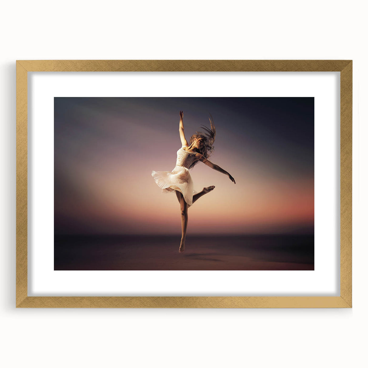 Sunset Leap – Emotive Dance Wall Art with Light and Freedom