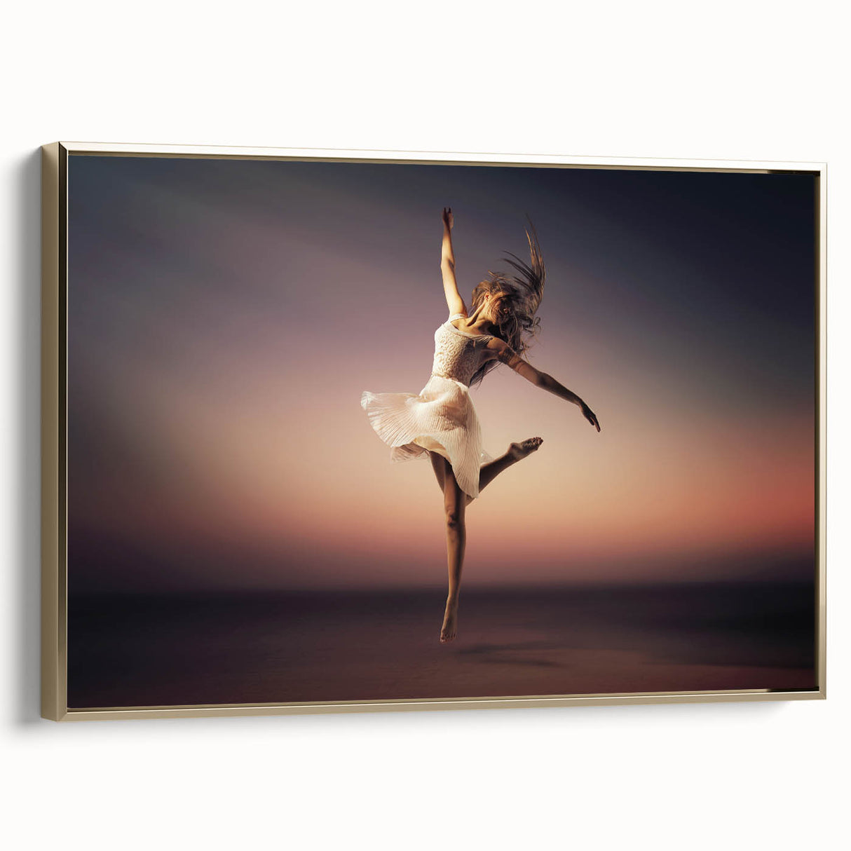 Sunset Leap – Emotive Dance Wall Art with Light and Freedom