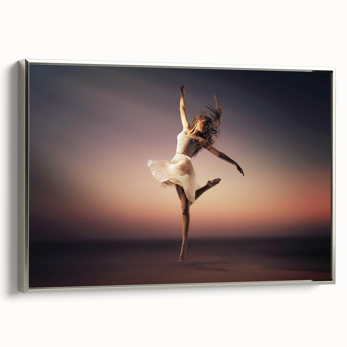 Sunset Leap – Emotive Dance Wall Art with Light and Freedom