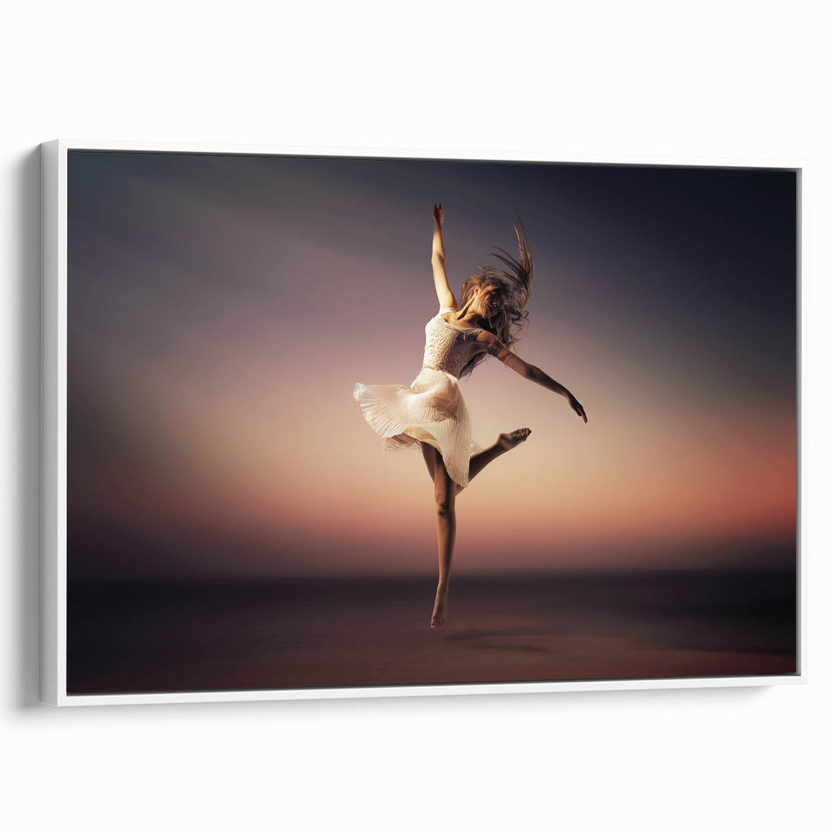 Sunset Leap – Emotive Dance Wall Art with Light and Freedom