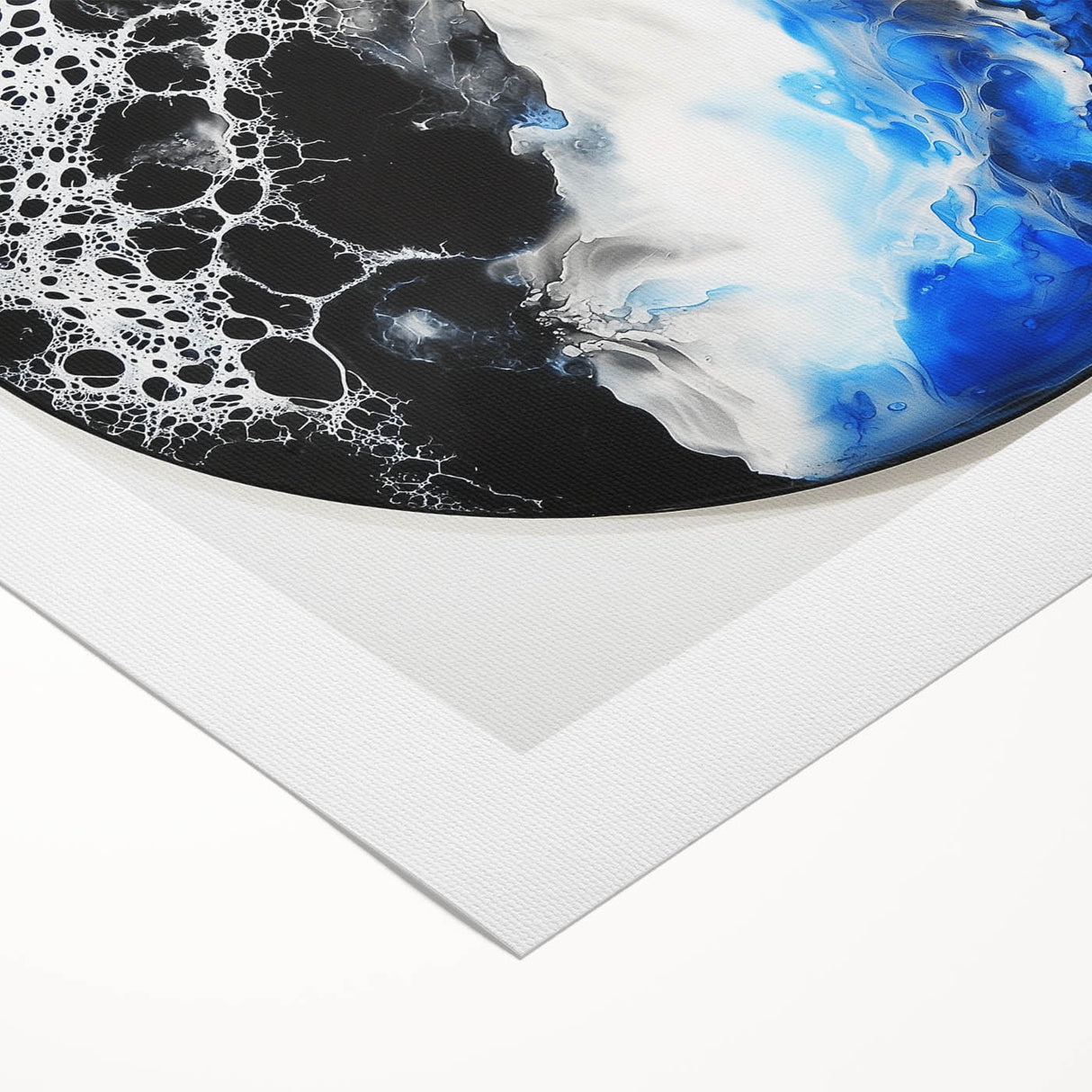 Circular Abstract Wall Art – Blue and Black Modern Canvas Print