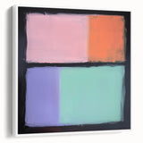 Framed abstract geometric canvas art showcasing a modern design with a white background, perfect for contemporary home decor, displayed from a side view.