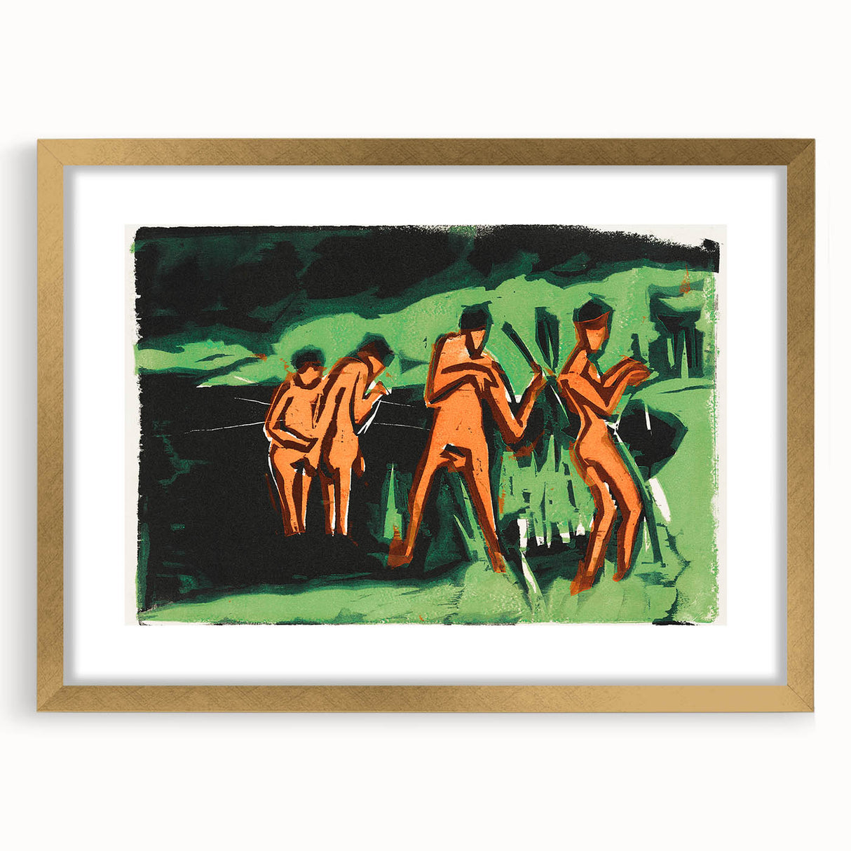 Expressionist Bathing Scene – Vibrant Abstract Nature Canvas Art