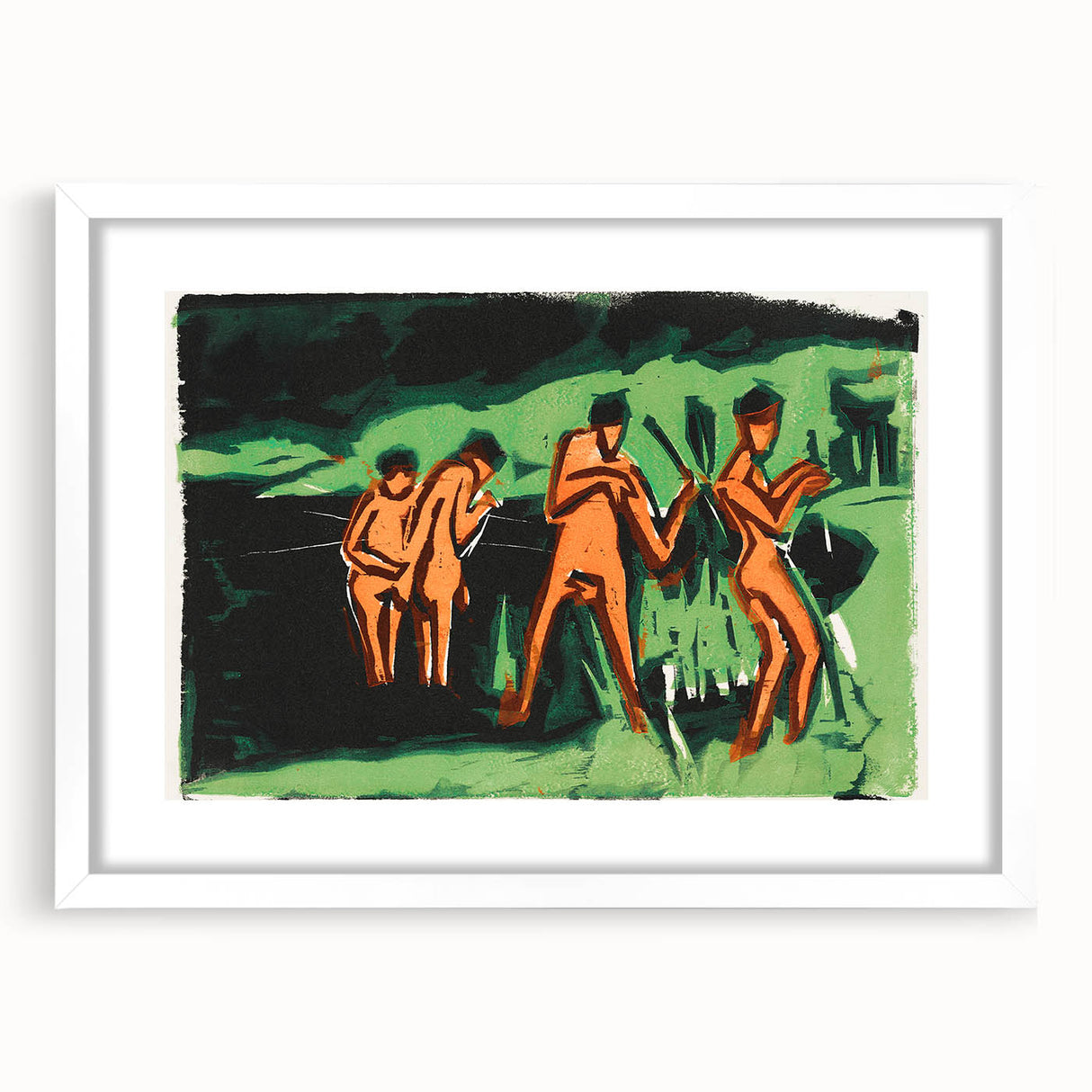 Expressionist Bathing Scene – Vibrant Abstract Nature Canvas Art