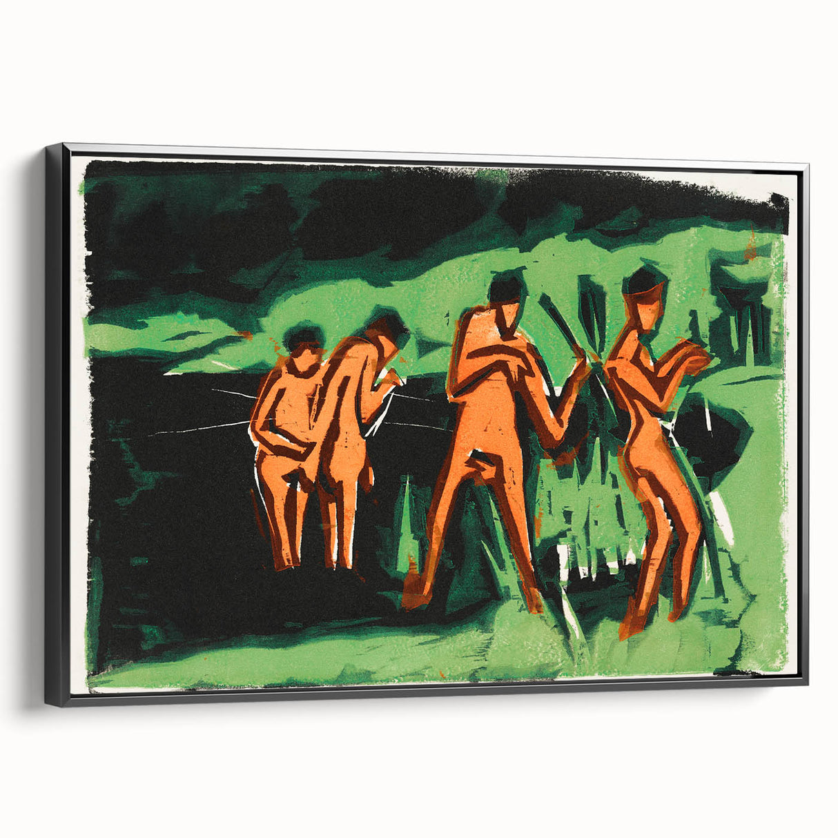 Expressionist Bathing Scene – Vibrant Abstract Nature Canvas Art