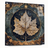 Acrylic wall art featuring a vibrant floral and botanical design with intricate details, displayed from the side with decorative pins, perfect for modern decor.