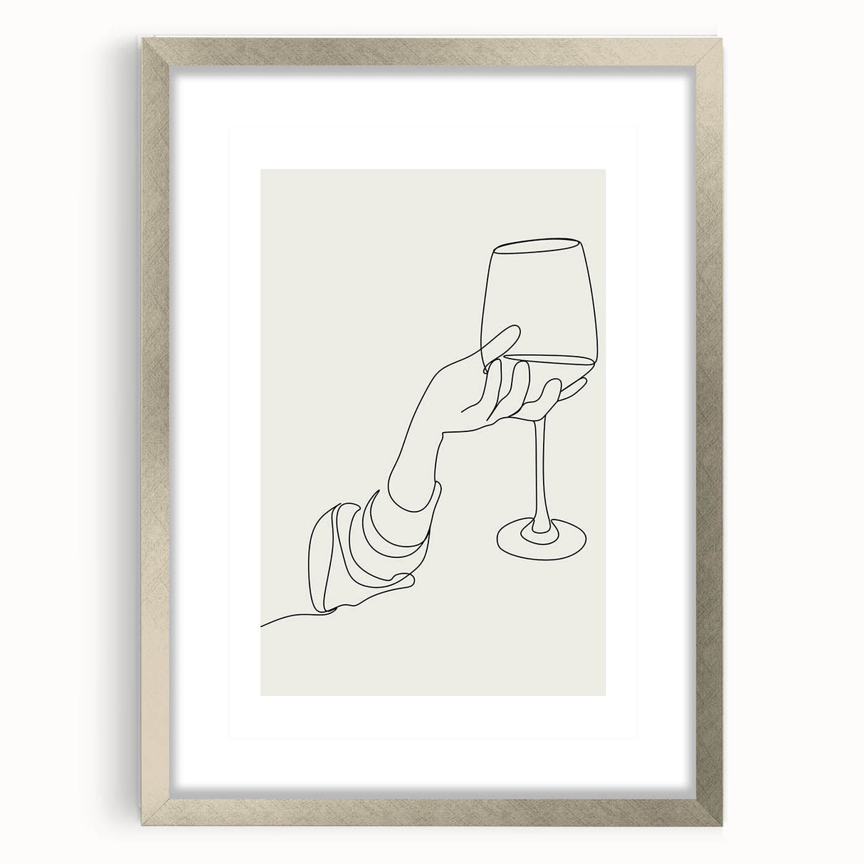 Textured art print featuring abstract swirls in muted gray and silver tones, framed under glass.
