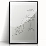 Large abstract wall art featuring mid-century modernist design in black and white tones, framed acrylic.