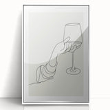 Mid-century modernist art depicting colorful food and drinks on a white acrylic framed poster, suitable for nursery wall art.