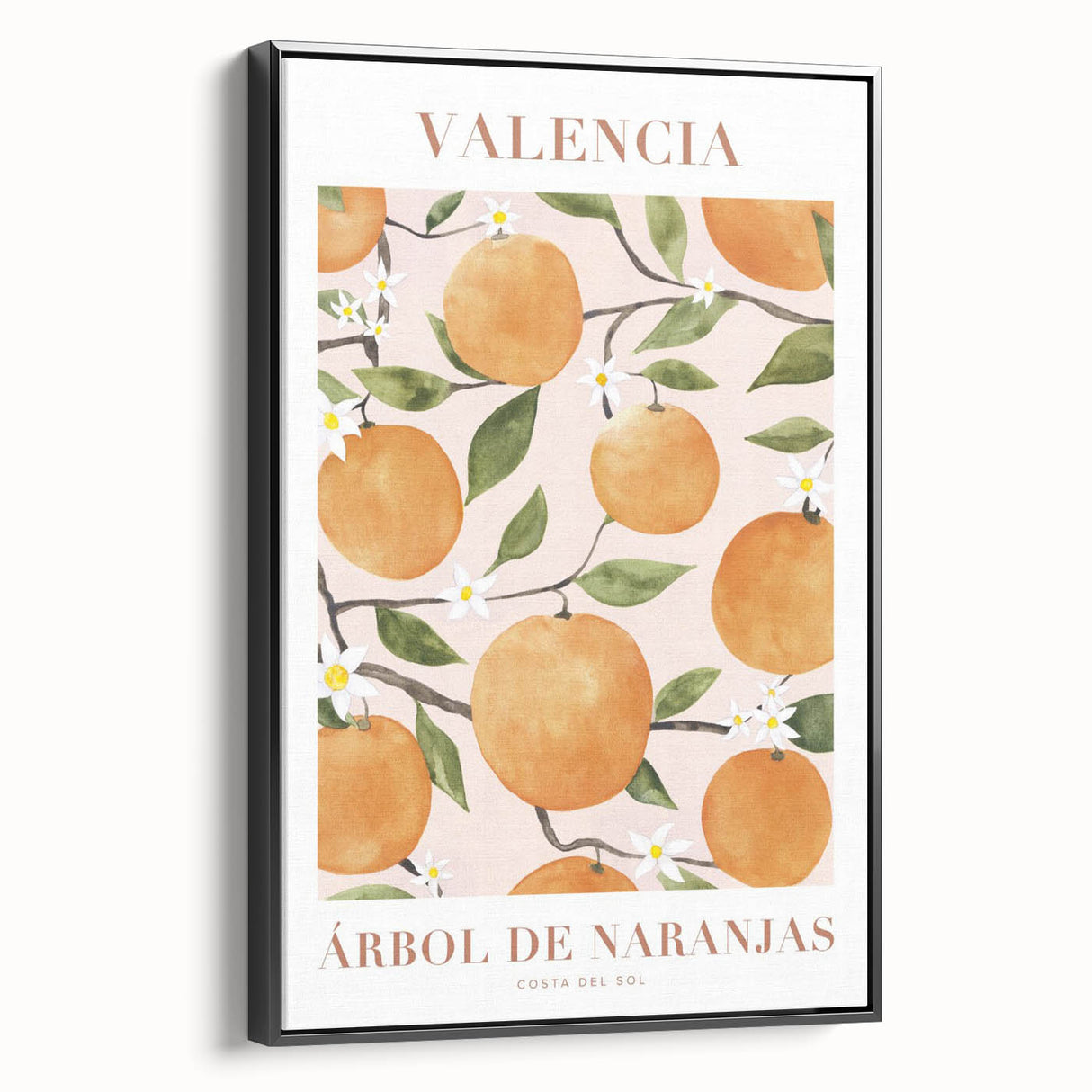 Black and white vintage poster art of various fruits on framed canvas, suitable for bedroom wall decor.