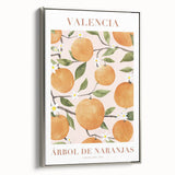 Framed canvas featuring a vintage poster of colorful fruits, ideal for kitchen wall decor.