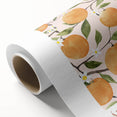 Art deco poster of colorful fruits on a rolled canvas, suitable as vibrant nursery wall art or dining room decor.