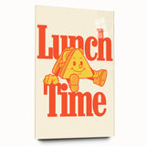 Large abstract wall art in vibrant orange and blue tones on acrylic glass, ideal for bedroom or dining room decor.