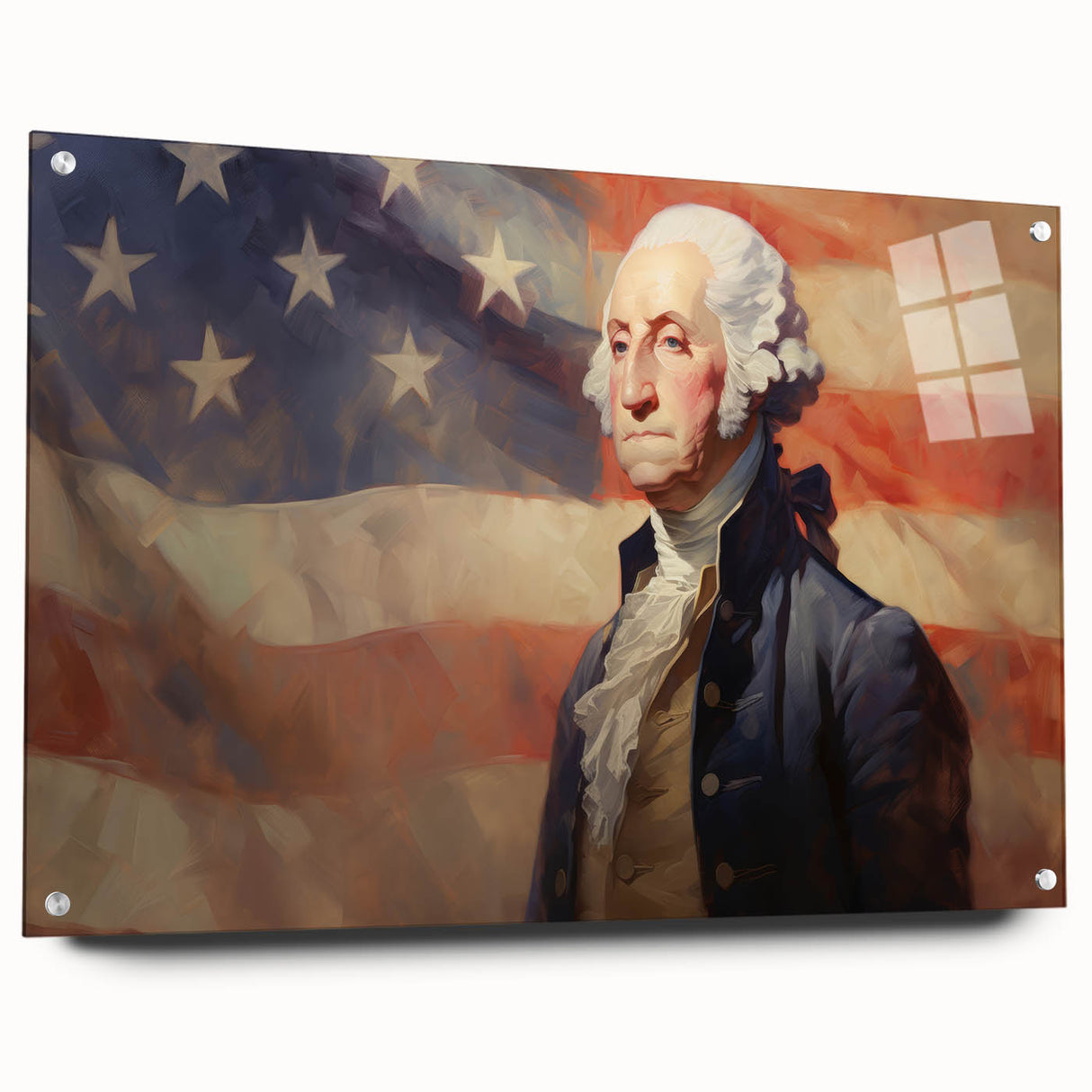 George Washington & USA Flag - Independence Day Wall Art Print