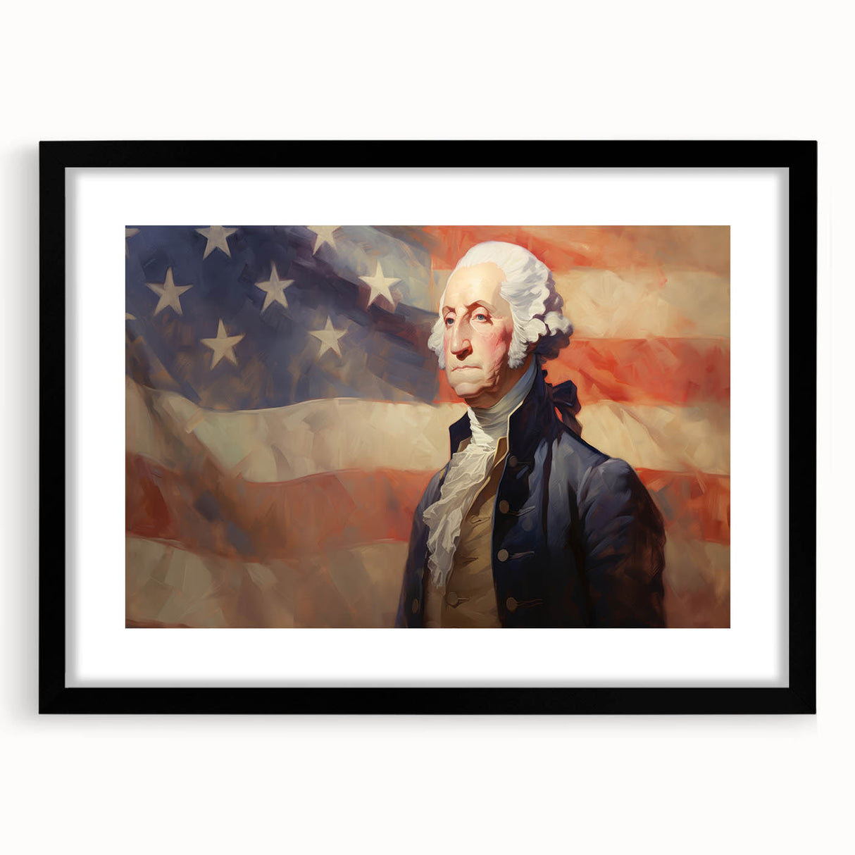 George Washington & USA Flag - Independence Day Wall Art Print