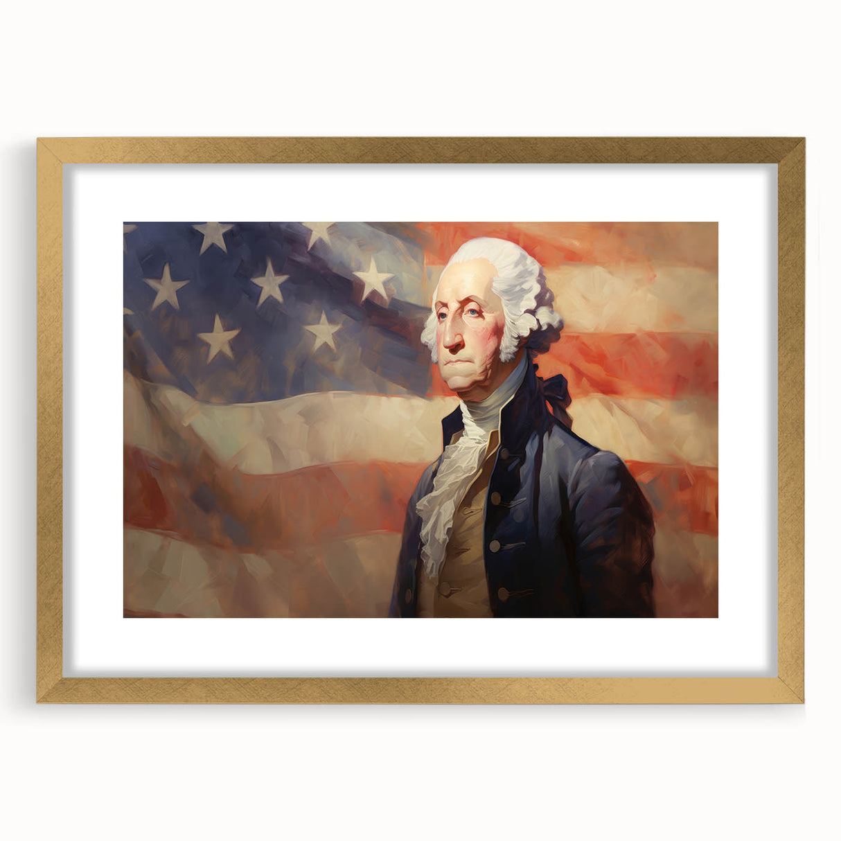 George Washington & USA Flag - Independence Day Wall Art Print