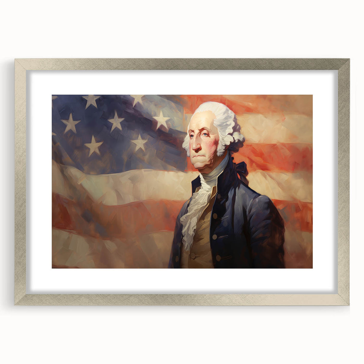 George Washington & USA Flag - Independence Day Wall Art Print