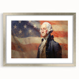 George Washington & USA Flag - Independence Day Wall Art Print