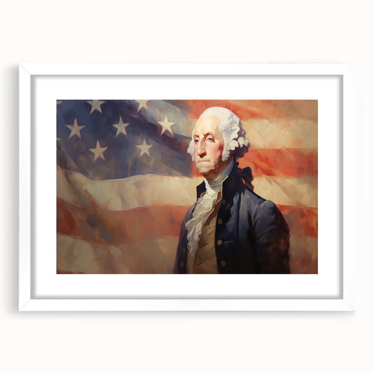 George Washington & USA Flag - Independence Day Wall Art Print