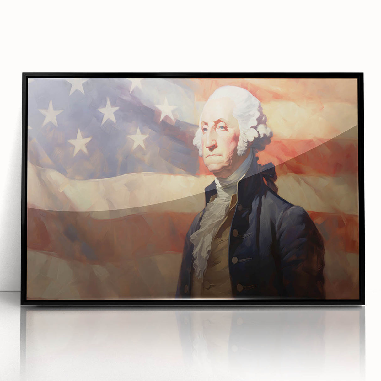 George Washington & USA Flag - Independence Day Wall Art Print