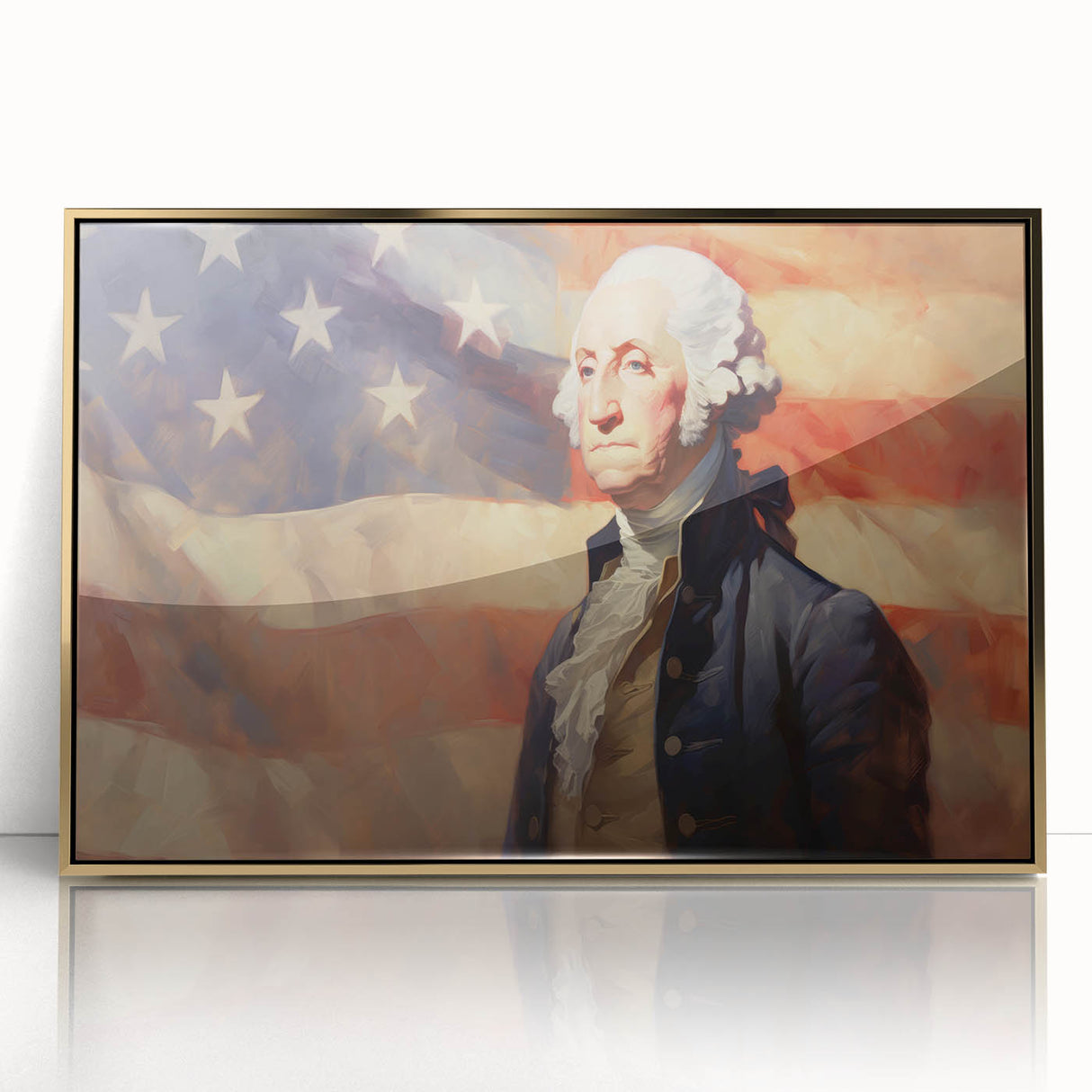 George Washington & USA Flag - Independence Day Wall Art Print