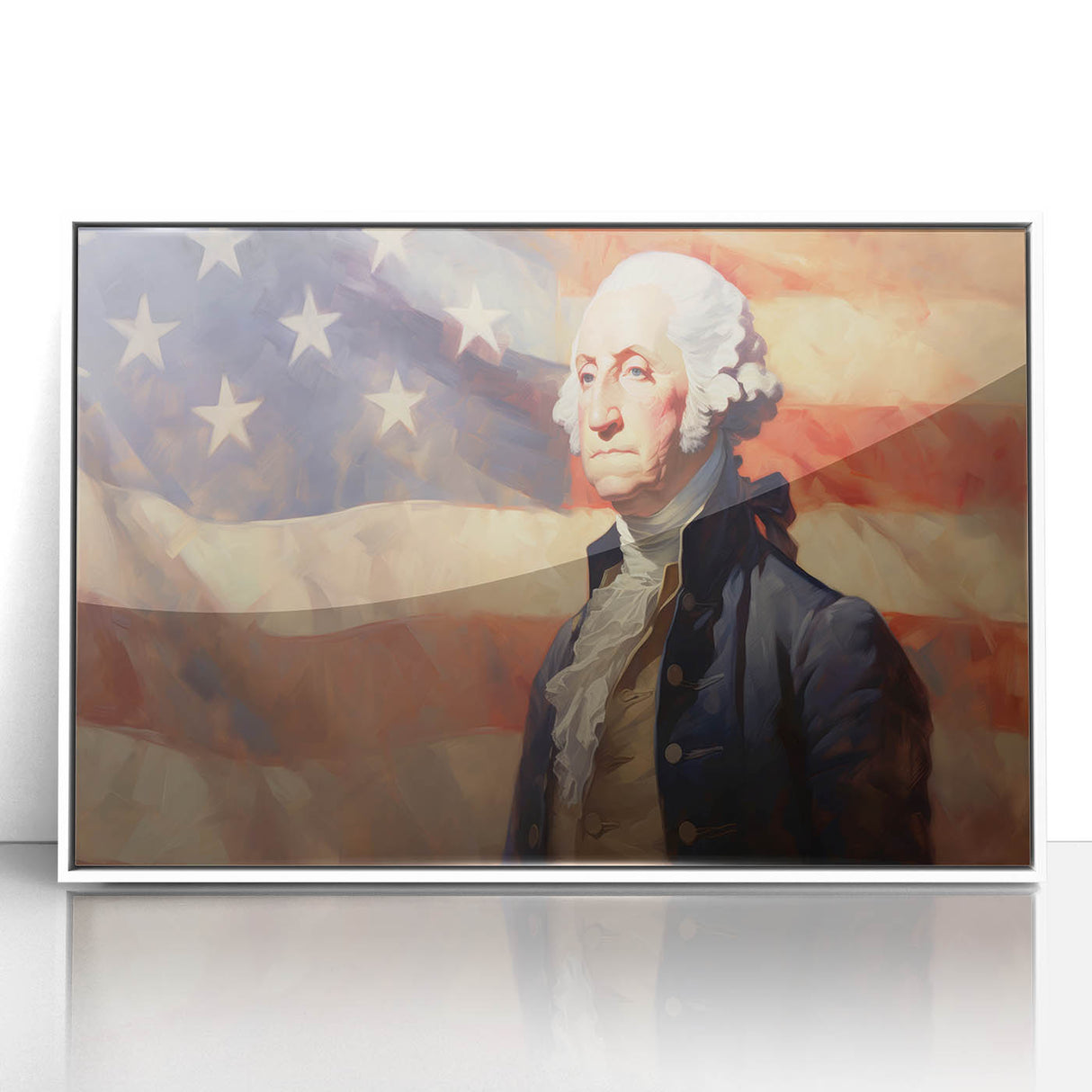 George Washington & USA Flag - Independence Day Wall Art Print