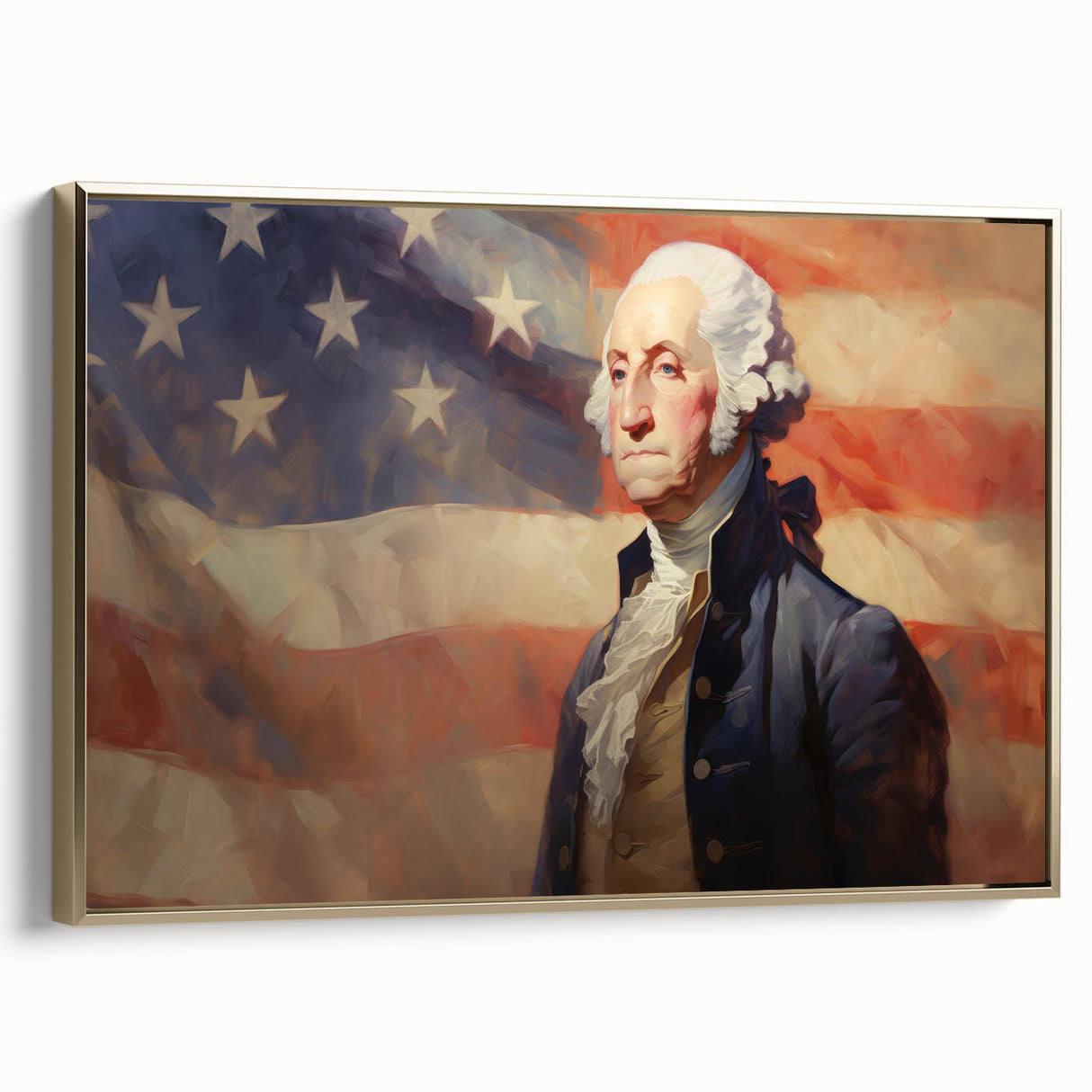 George Washington & USA Flag - Independence Day Wall Art Print