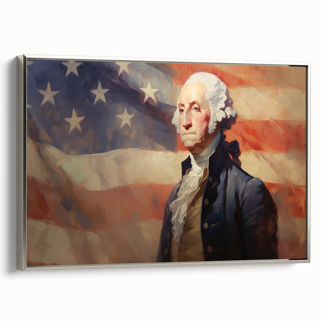 George Washington & USA Flag - Independence Day Wall Art Print