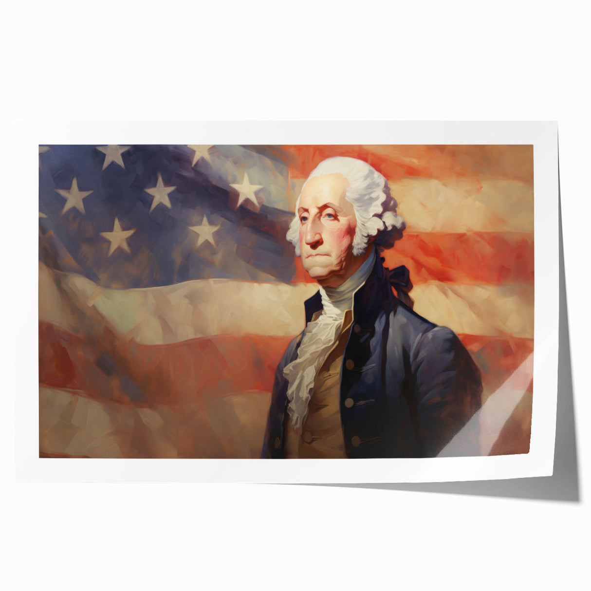 George Washington & USA Flag - Independence Day Wall Art Print