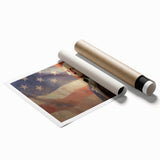 George Washington & USA Flag - Independence Day Wall Art Print
