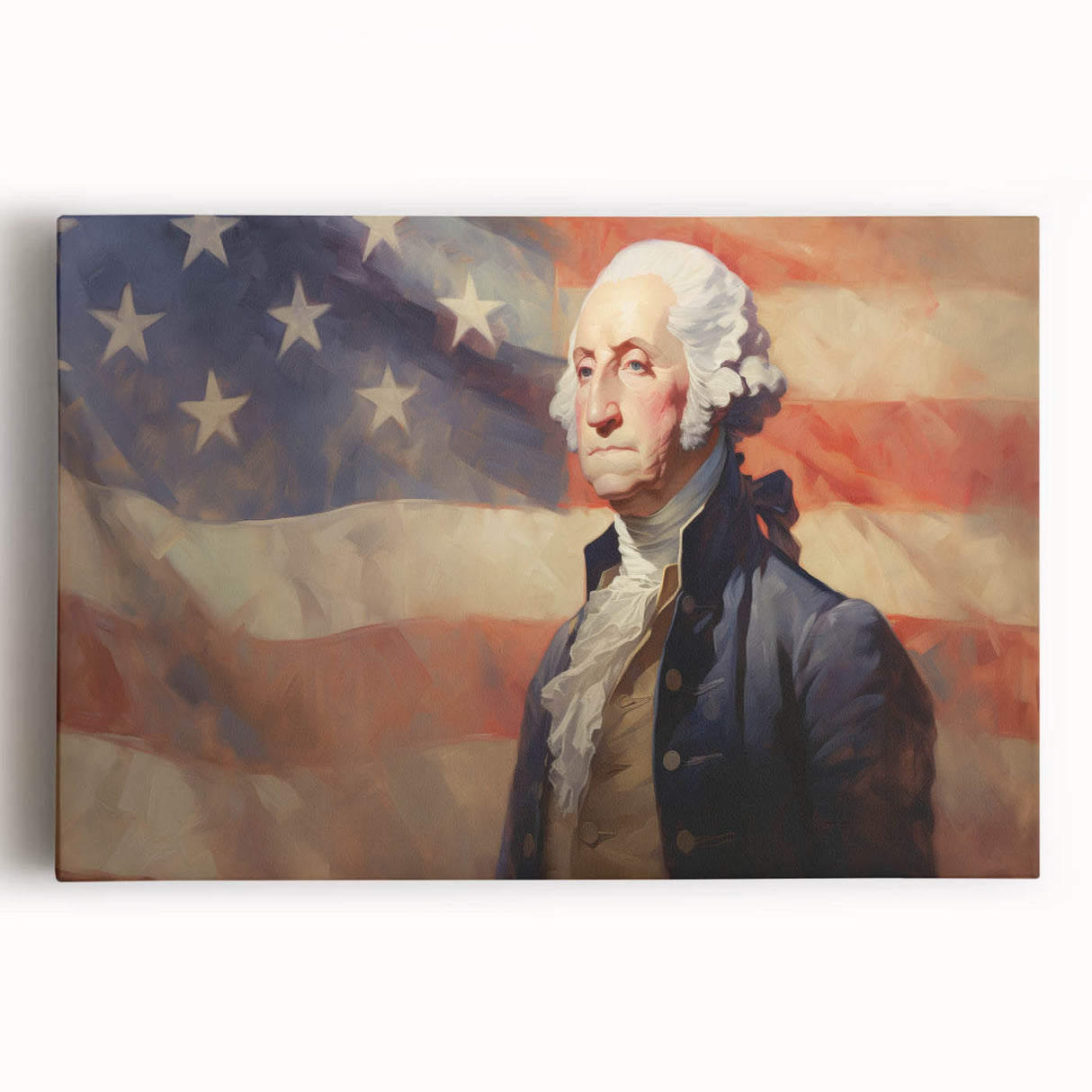 George Washington & USA Flag - Independence Day Wall Art Print