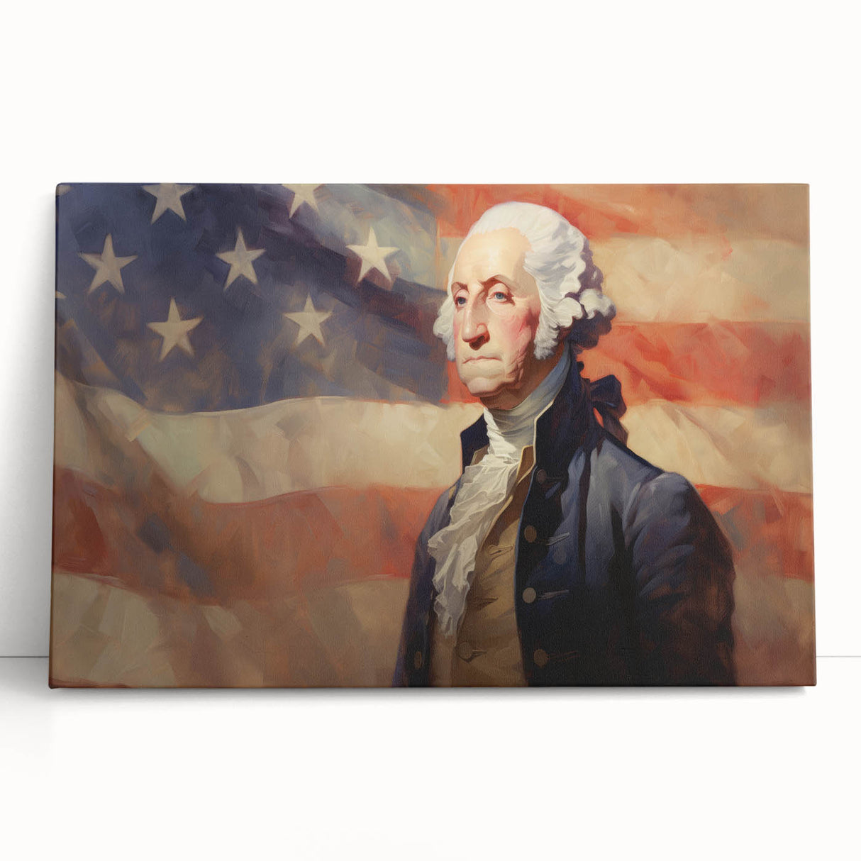 George Washington & USA Flag - Independence Day Wall Art Print
