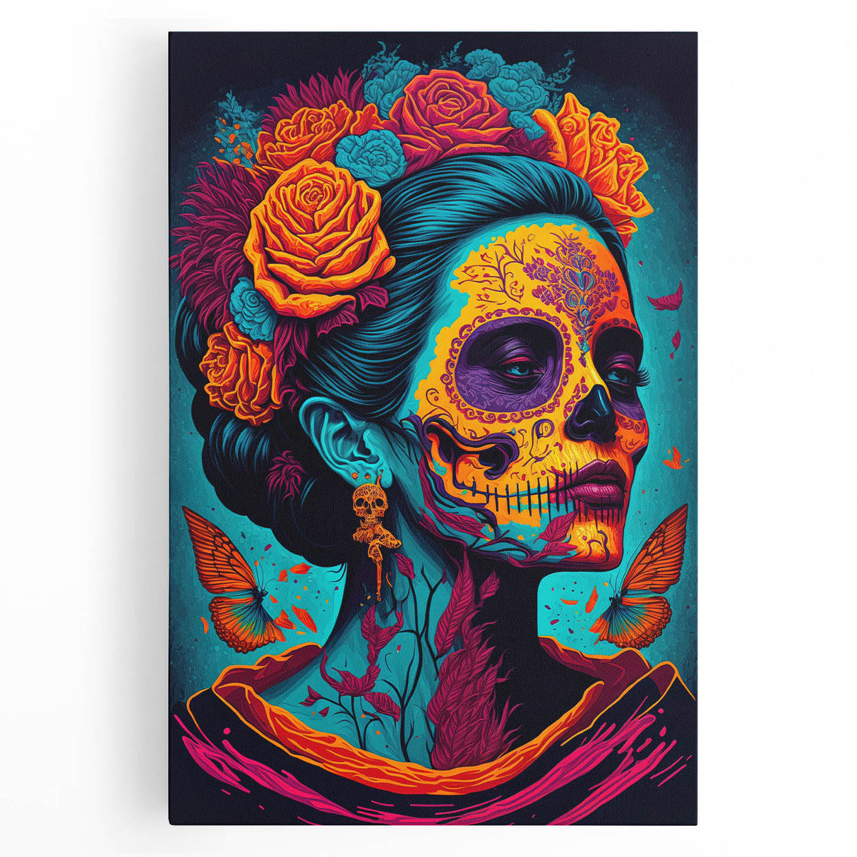 Vivid Catrina Elegance – Día de los Muertos Canvas Art