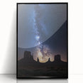 Framed acrylic artwork showcasing a stunning desert landscape with vibrant colors, featuring a sleek black frame and a modern aesthetic, perfect for home decor.