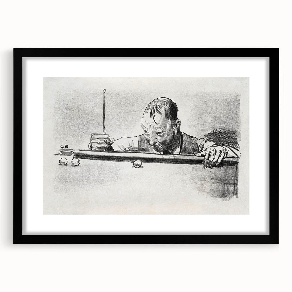 Expressive Sketch of Pool Player - Modern Art Print by George Bellows