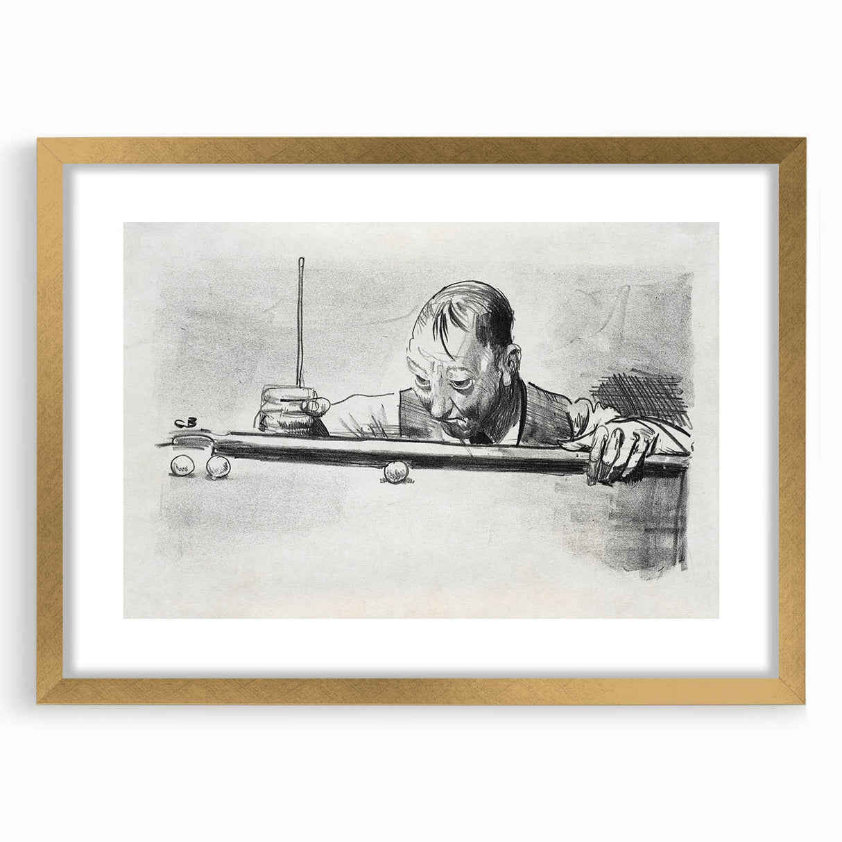 Expressive Sketch of Pool Player - Modern Art Print by George Bellows