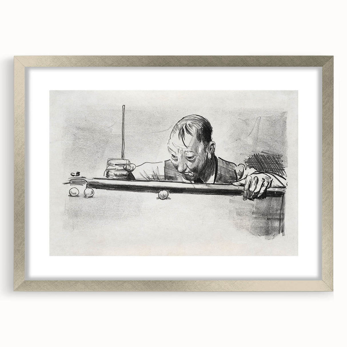Expressive Sketch of Pool Player - Modern Art Print by George Bellows
