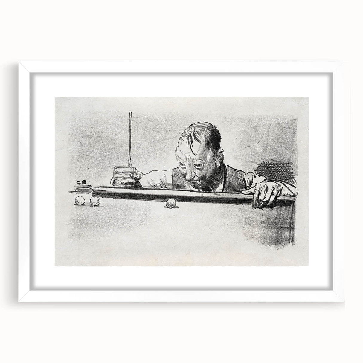 Expressive Sketch of Pool Player - Modern Art Print by George Bellows