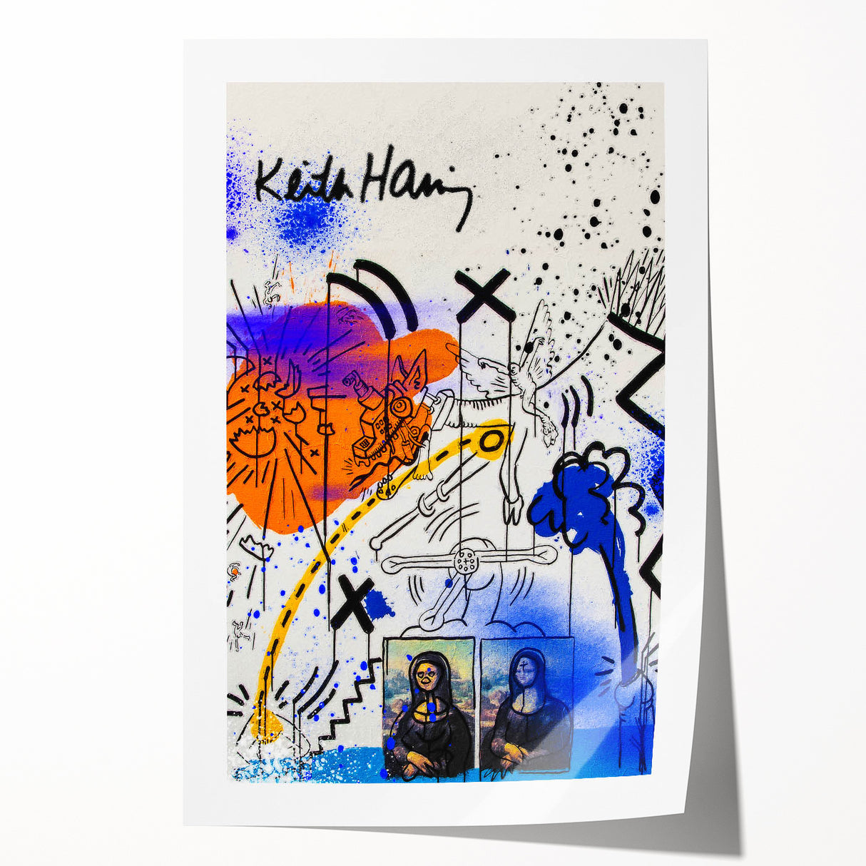 Colorful Pop Art Wall Art - Blue, Orange, and Black Canvas Print