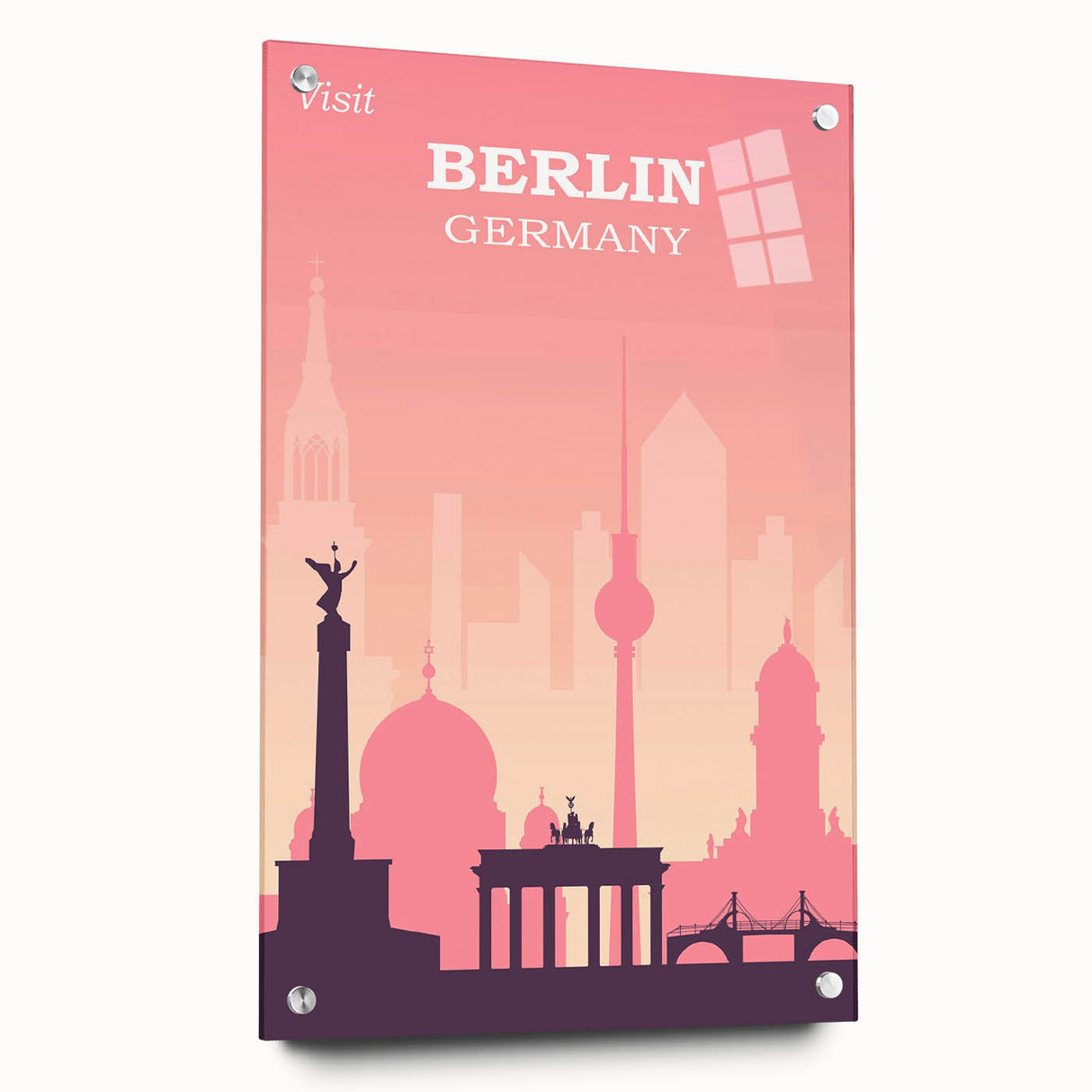 Berlin Retro Travel Poster | Iconic Landmarks & Skyline Art