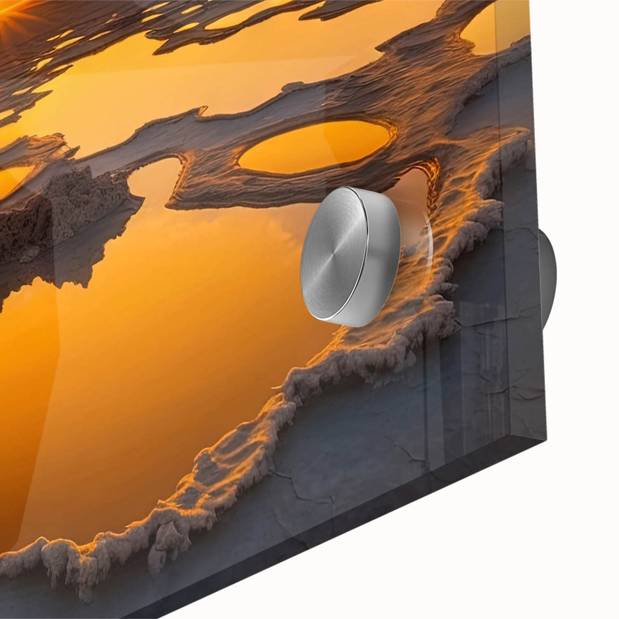 Large abstract art print of Ethiopian scenery in earth tones on acrylic glass, suitable for dining room decor.
