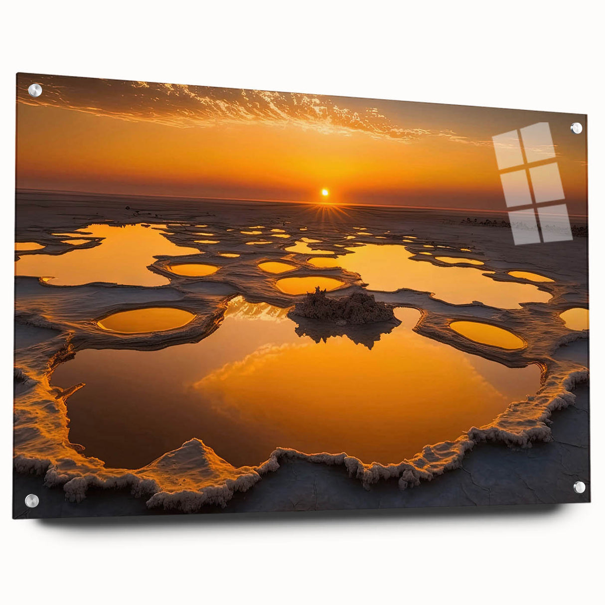 Acrylic print of a large abstract depiction of an Ethiopian landscape in earthy tones.