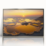 Acrylic print of an Ethiopian landscape in muted earth tones, framed in silver, suitable for modern art wall decor.