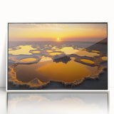 Framed acrylic print featuring a mid-century modernist African scenery in muted earth tones, ideal for nursery wall art.
