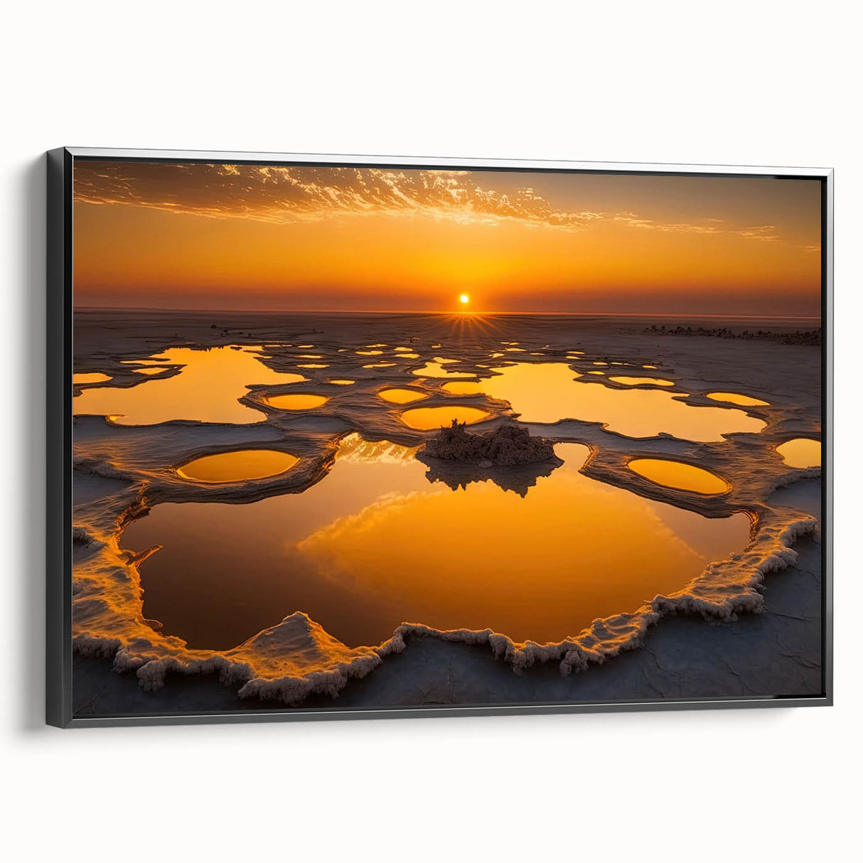 Black and white landscape art painting of Ethiopian scenery on framed canvas, ideal for bedroom decor.