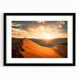 Abstract art print featuring a colorful, textured depiction of a Namibian landscape on a large framed canvas.