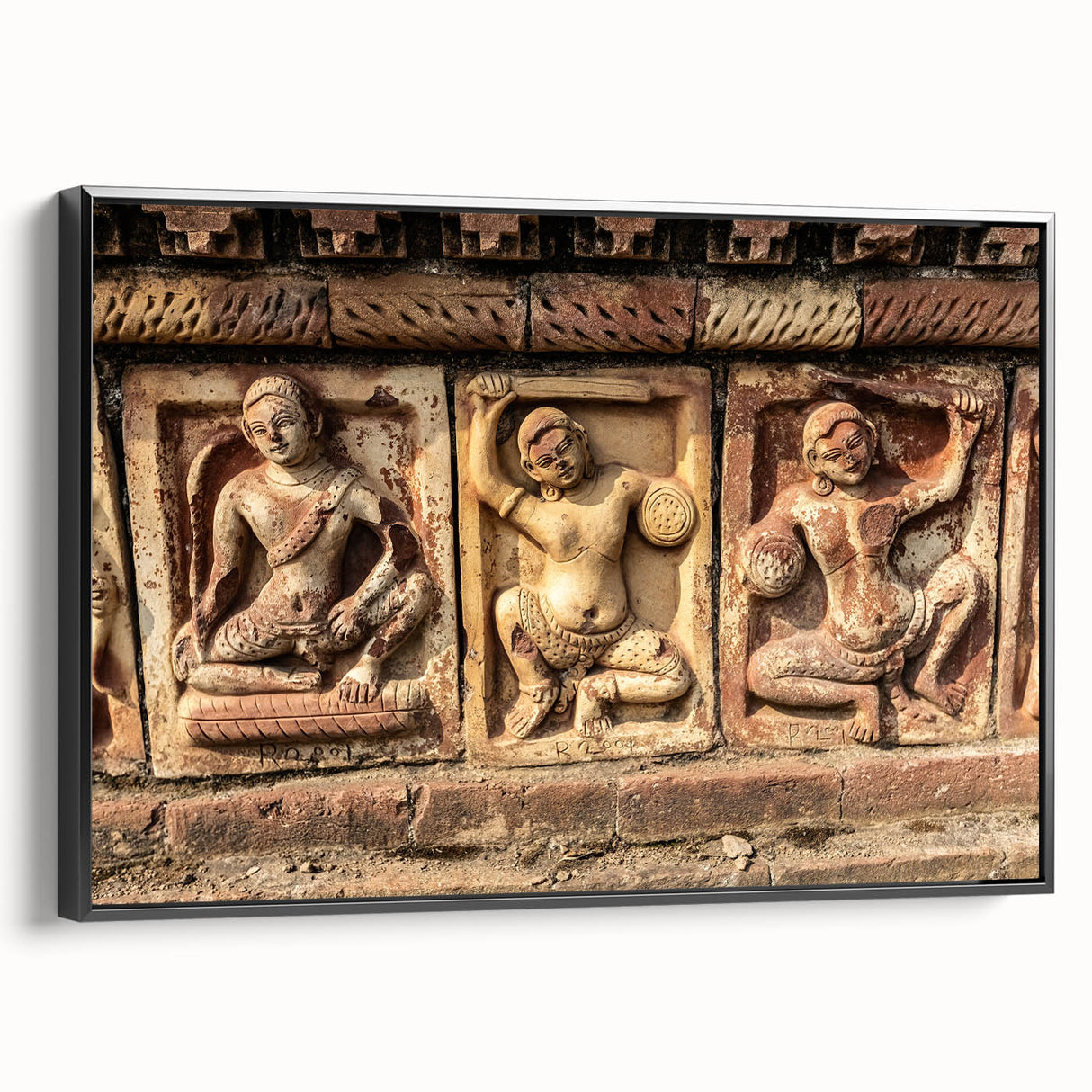 Black and white framed canvas of a Bangladesh landscape, ideal for bedroom wall decor.